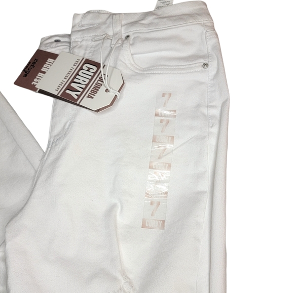 REFUGE HIGH RISE CURVY WOMEN'S WHITE DISTRESSED DENIM SIZE 7 - Picture 5 of 8